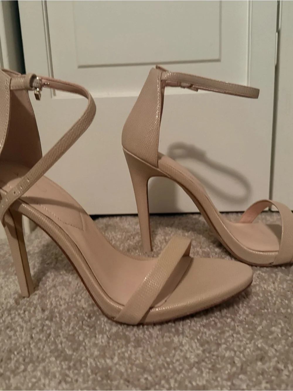 ALDO Beige Ankle-Strap Block Heel Sandals